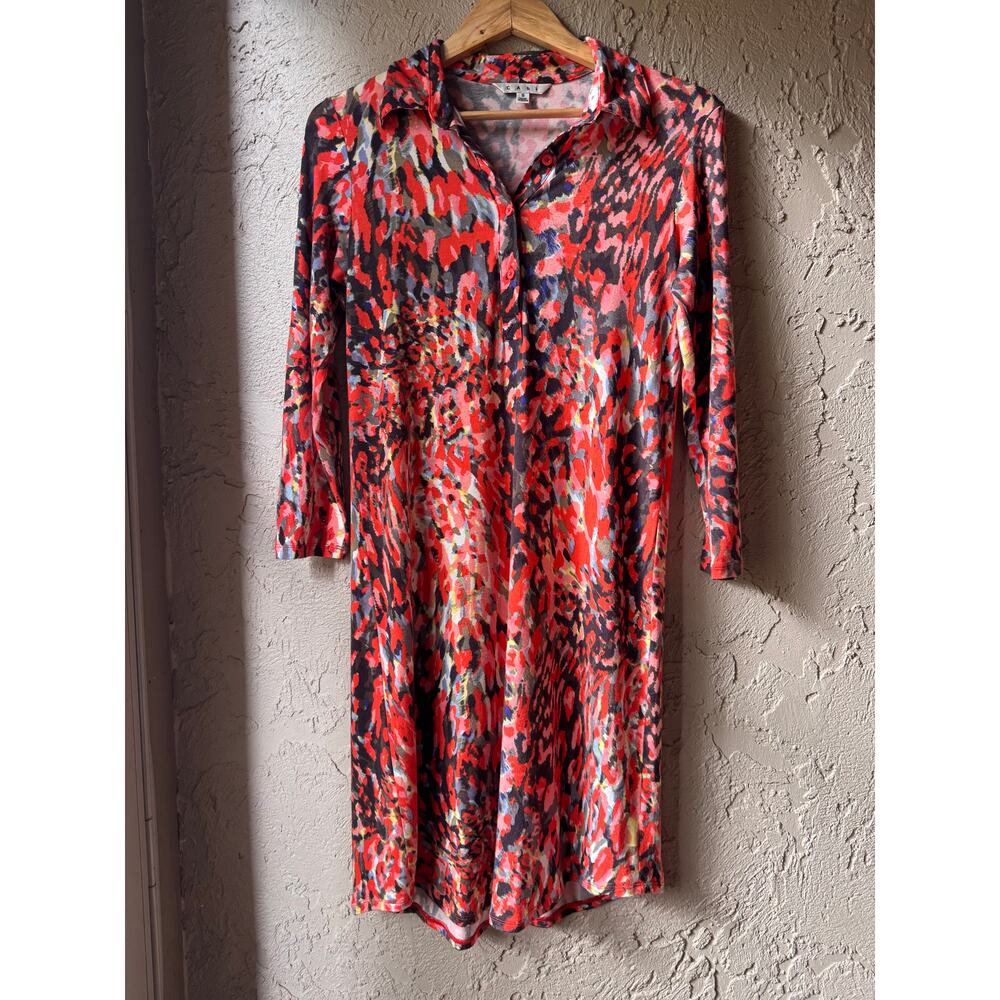 Cabi Watercolor Print Shirt Dress - Size Small - Style 374
